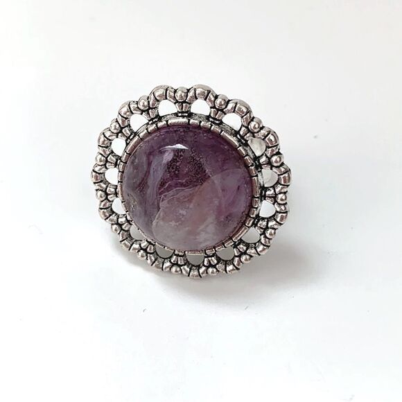 💍Beautiful Amethyst Natural Stone Ring - Picture 1 of 5